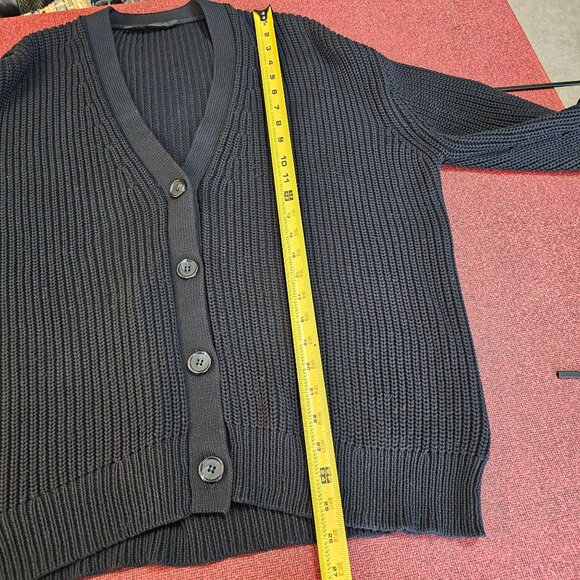 Jenni Kayne Organic Cotton Cocoon Cardigan Sweater Black Ribbed Relaxed XXS - Picture 8 of 12